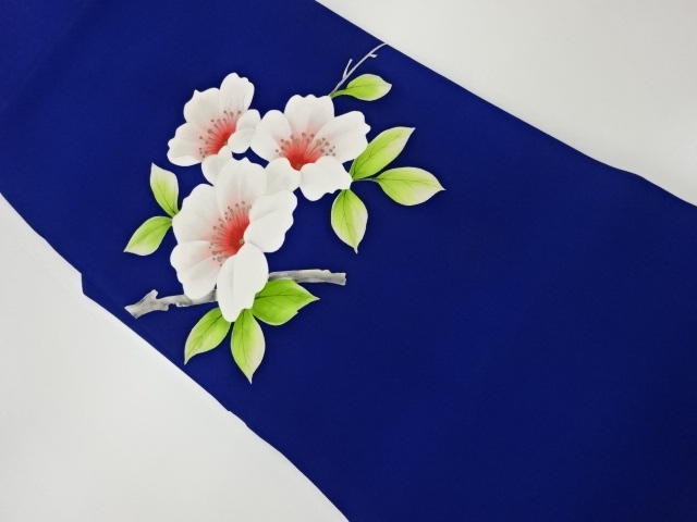 塩瀬手描き枝葉に花模様名古屋帯